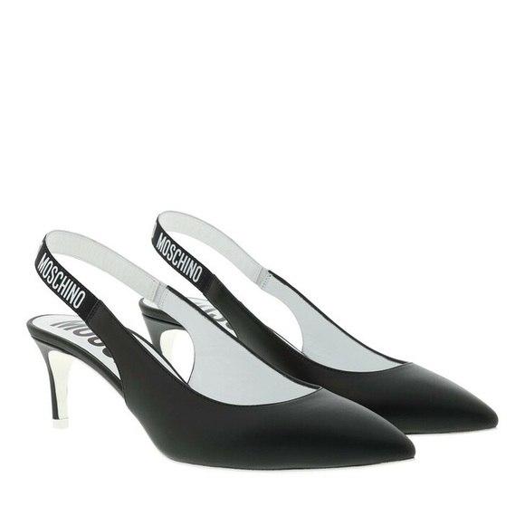 NEW💝Moschino Vitello Black Pump Leather Heels Size EU 39 - Picture 2 of 13